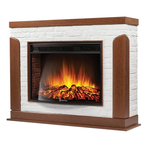 Каминокомплект: Очаг Electrolux EFP/P-3020LS, портал Prestigio 30 камень белый, шпон дуб - 2