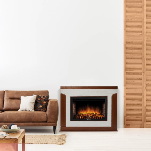 Каминокомплект: Очаг Electrolux EFP/P-3020LS, портал Prestigio 30 камень белый, шпон дуб - 3