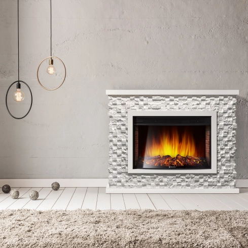 Каминокомплект:Очаг Electrolux EFP/P-3020LS с порталом Quadro 30 камень песчаник античный бел - 3